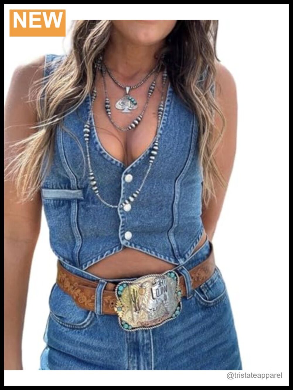 Women's Sleeveless Denim Vest V Neck Button Down Cropped Jean Waistcoat